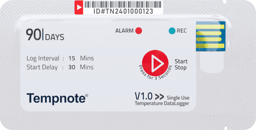 Tempnote V1.0 Temperature Data Logger-Single use / Disposable / Cold Chain Data Logger / Airlines Approved